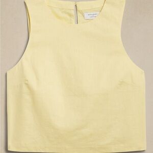 Banana Republic Women's Yellow Linen Sleeveless Top (L) and A-Line Skirt (10)